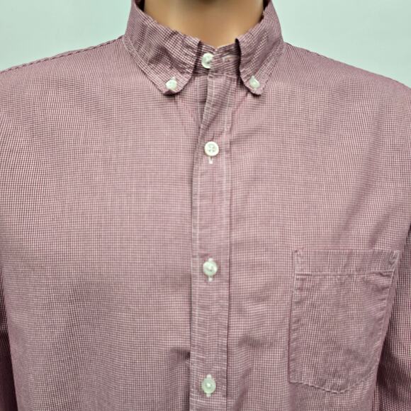 J. Crew Shirt Men XL Micro / Mini Red Gingham Check Long Sleeve Button down - Picture 5 of 13